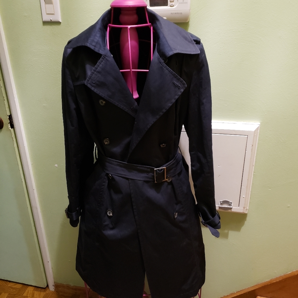 Coke Haan Nave Blue Trench Coat